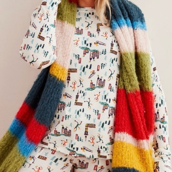 AERIE Thermal Waffle Winter Ski Theme Matching Paja Set—SZ. Top M/Bottoms S - Picture 3 of 17